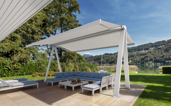 rentoilage double pente, reentoilage double pente, changer sa toile de store, toile de store deux pans Store Double pente