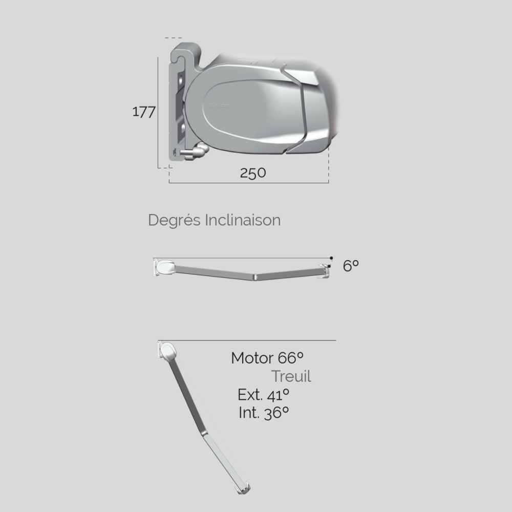 Profile - Encombrement et inclinaison du Storebox 400 Encomrement, et inclinaison storebox 400