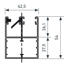 Coupe, dimensions de coulisses Diagramme de coupe, dimensions de coulisses
