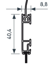 Coupe de lame finale moustiquaire Diagramme coupe de lame finale moustiquaire 40,4 x 8,8