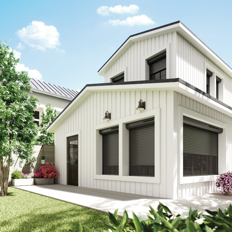 Photo maison et volets roulants avec moustiquaire Maison et volets roulants avec moustiquaire