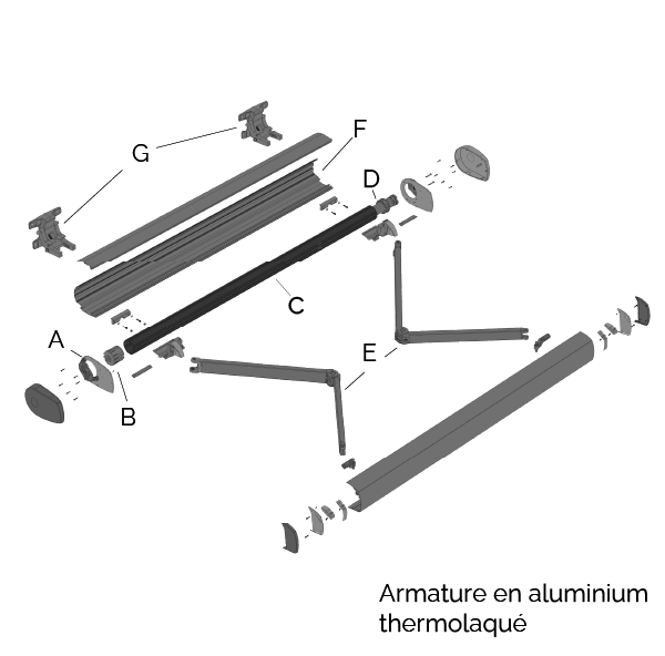 Storbox 400 structure llaza en aluminium thermolaque labelisé qualicoat Vue eclaté Storbox400