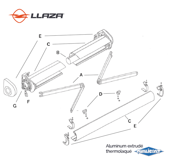 Storbox 400 structure llaza en aluminium thermolaque labelisé qualicoat Vue eclaté Storbox400