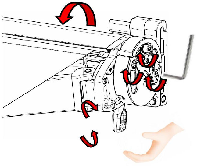 reglage inclinaison premium box, reglage premium box, reglage store coffre integral, reglage inclinaison store banne, Tenez fermement le treuil pendant la manipulation