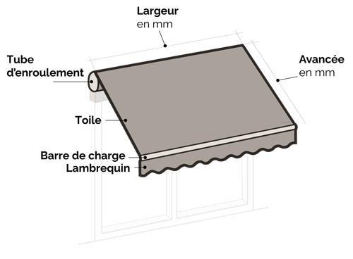 Altea Store banne - vue eclate Vue eclatee - store banne altea